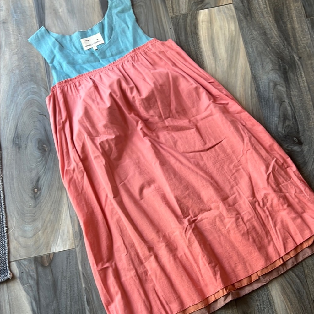 Blue and light coral cotton sun Dress